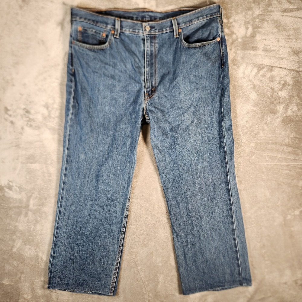 Levi's 550 Jeans Men's 41X26 (Tag 42X30) Blue Straight Relaxed Fit Denim HEMMED